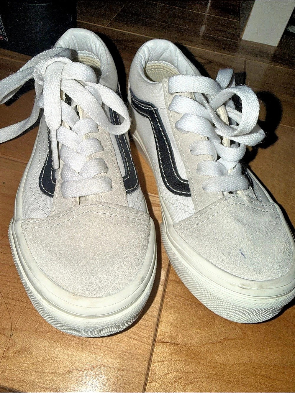 Vans Kids Old Skool Sneakers White & navy blue unisex boy/girl US 11.0